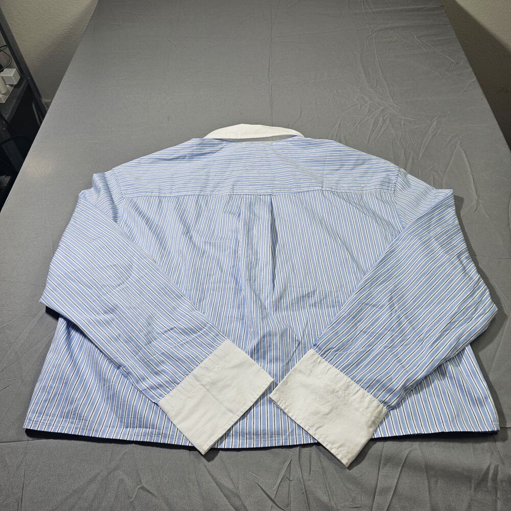 H&M women's blue and white striped oversized poplin shirt - Picture 7 of 12